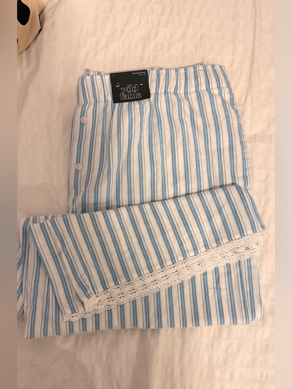 Wild Fable Blue Striped Lounge Pants Lace Trim Women's Size XL NWT - Picture 3 of 7